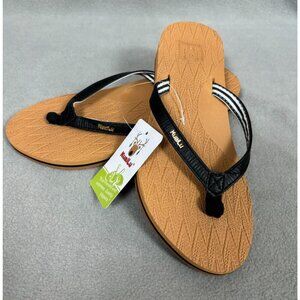 KuaiLu Womens Fashion Flip FlopsYoga Mat Thong  Arch Support Black 6 NWD.